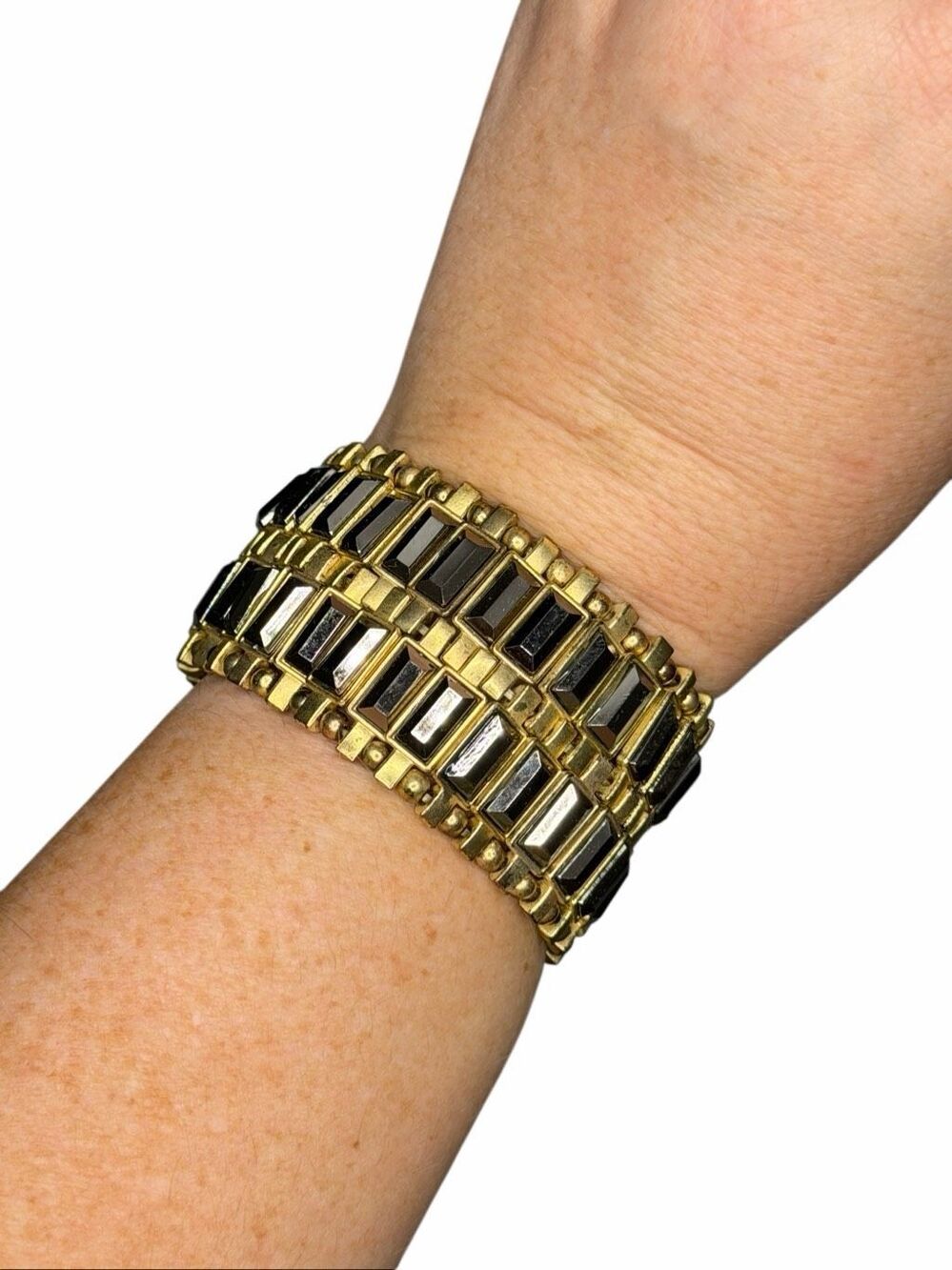 Nordstrom gold and silver beaded stretchy bracelet
